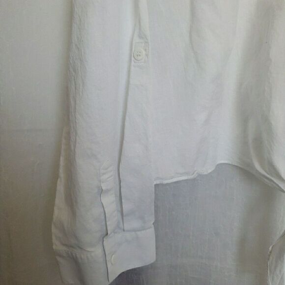 Chico's Women's Size 3 US XL White Eyelet Knot Shirt Semi Sheer Button Up Cotton - Picture 6 of 11